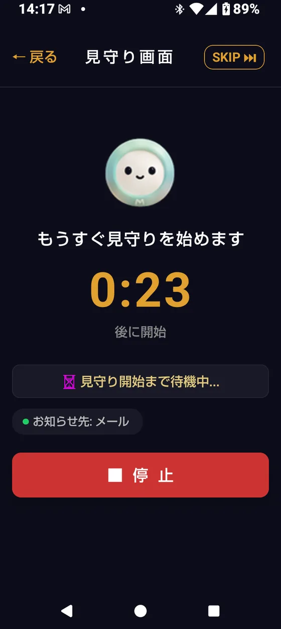 ウォームアップ画面