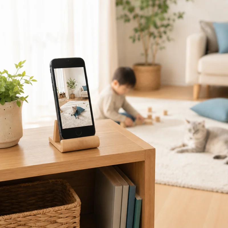 使わないスマホを見守りカメラとして活用するイメージ